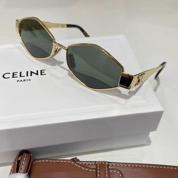 Celine Hexagonal Gold Sunglasses with Black Detail - Picture 1 of 3